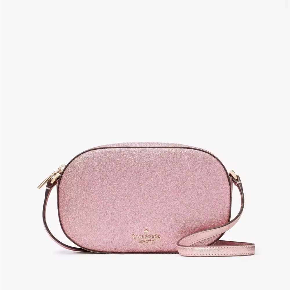 Kate Spade Glimmer Oval Camera Bag Mitten Pink NWT